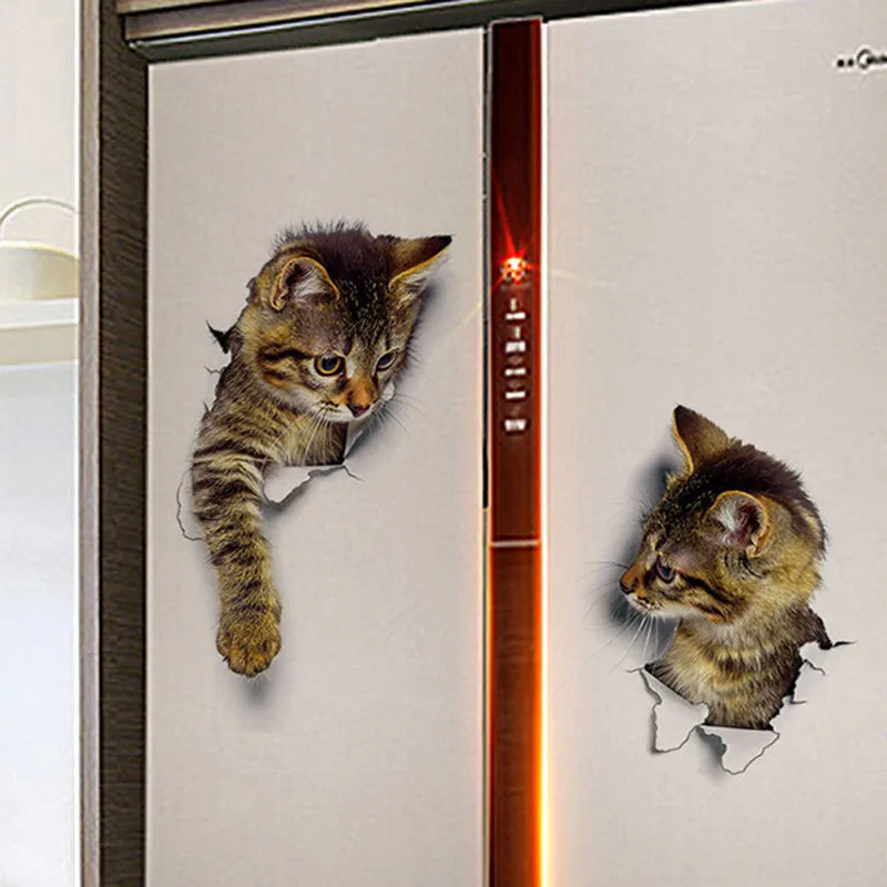 3D милый котенок животное мультяшная кошка Съемный Настенный стикер яркая