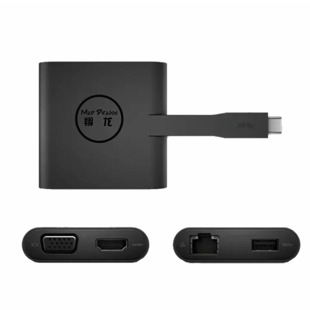 Брендовый адаптер MAD DRAGON DA200 USB Type C к HDMI/VGA/Ethernet/USB 3 0 для Dell XPS13 9350 9360 9370 9365 XPS15 9550