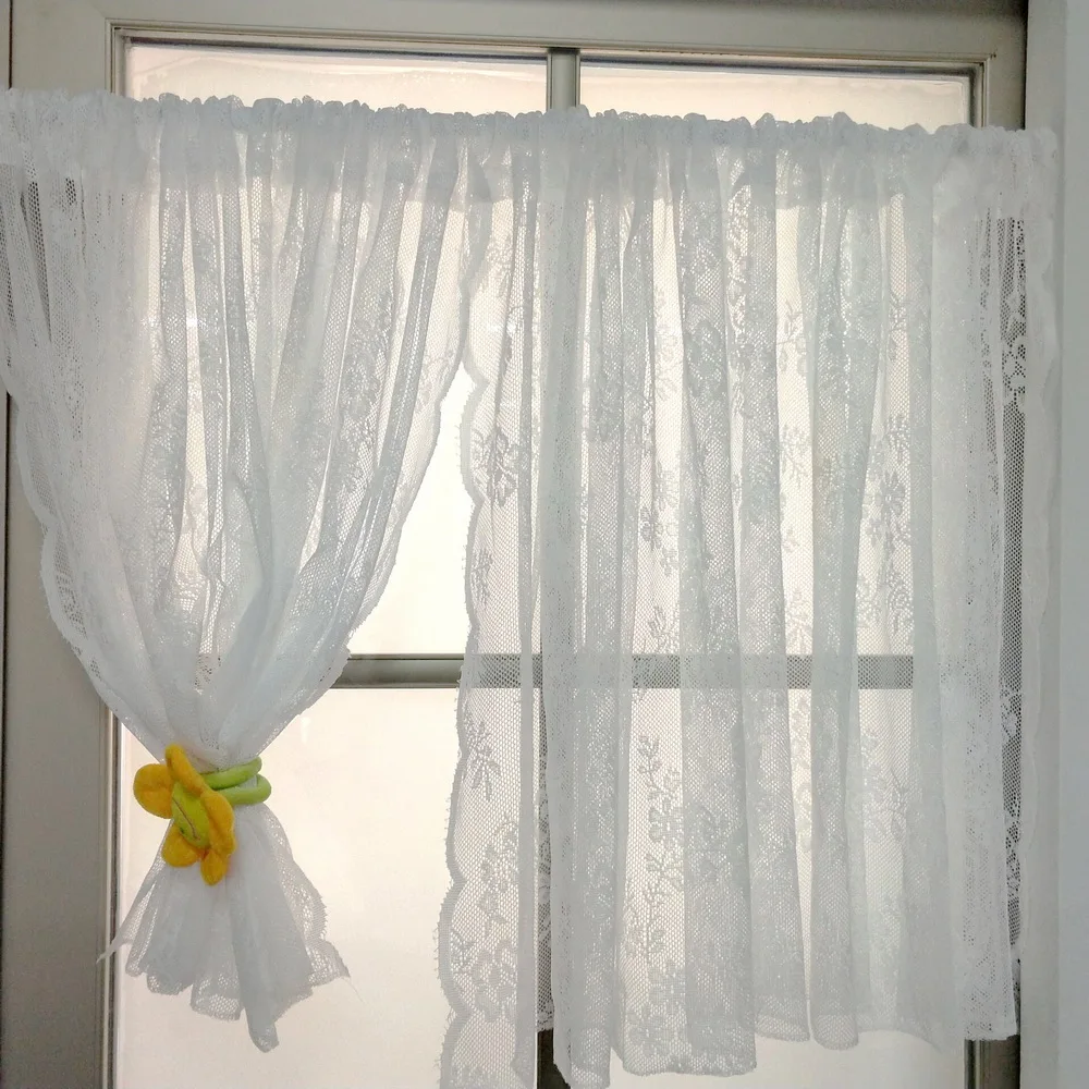 1 шт. Европейская кружевная боковая белая кофейная занавеска для кухни короткая