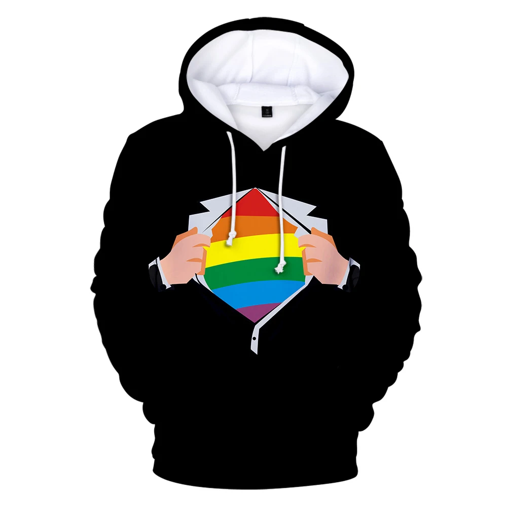

2019 Lgbt Hoodies Men Women Hoodie Sweatshirts Hooded Mens Colorful Rainbow Lgbtq Tracksuit Boy/girls Polluver Sportwear Top