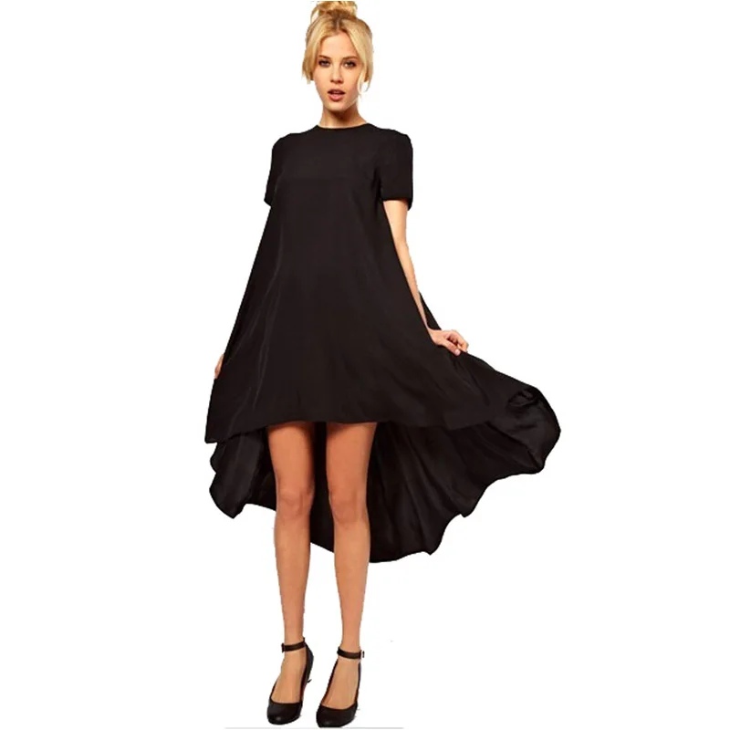 Шт. 1 шт. повседневное Женская пляжная туника черный короткий рукав платье