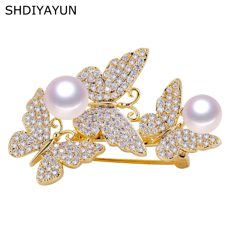 SHDIYAYUN 2019 Прямая продажа с фабрики брошь из жемчуга для женщин фианиты натуральный