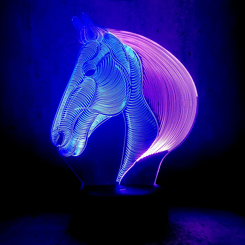 Mixed Color 3D Lamp Night Light Animal Horse Children's Decor Projection LED Table Lava Luminaria Fixtures Desk Lamparas | Лампы и