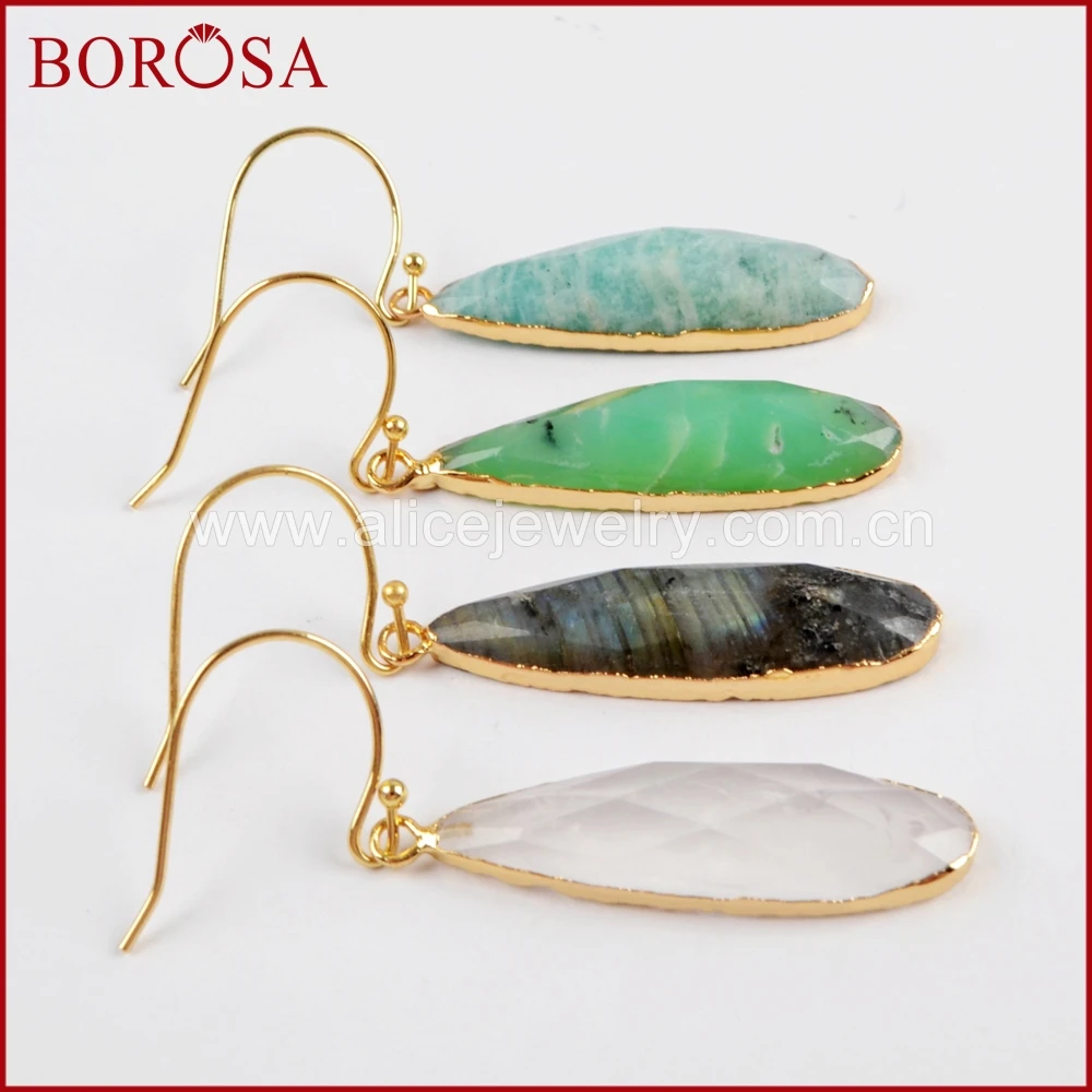 BOROSA 5 пар новая золотая цветная слезы белый кварц кристалл лабрадорит граненый