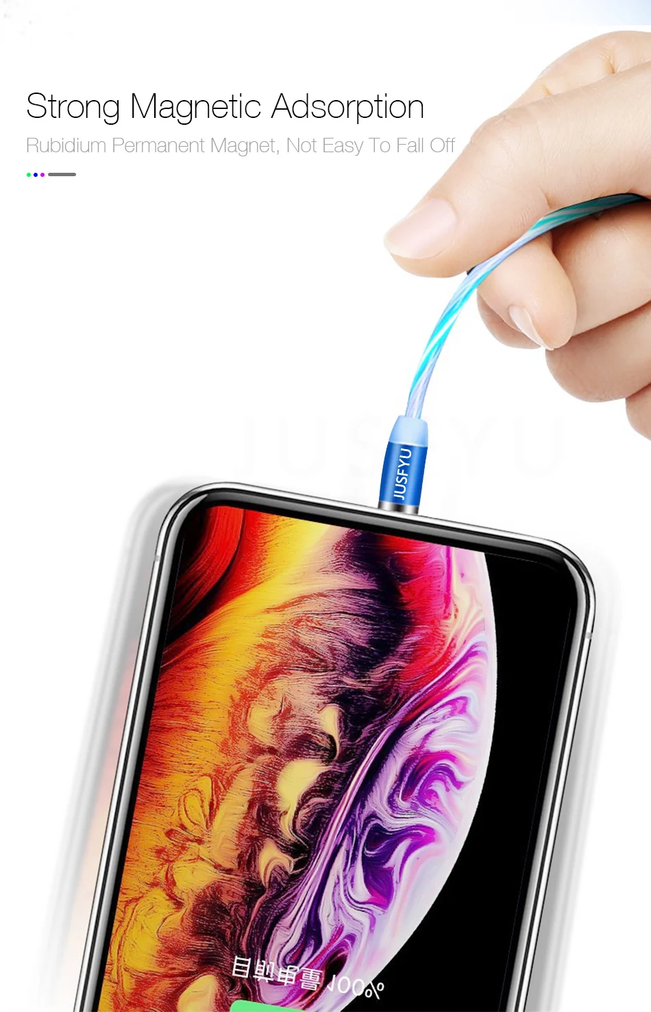 Течёт светящийся Магнитный кабель Micro usb type C адаптер для зарядки телефона Micro usb type-C Магнитный зарядный кабель для iphone samsung