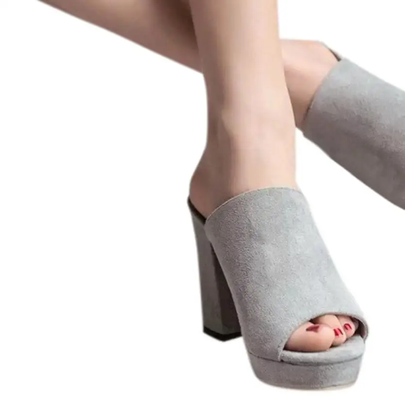 Женские туфли без задника на высоком каблуке сандалии шлепанцы с открытым носком