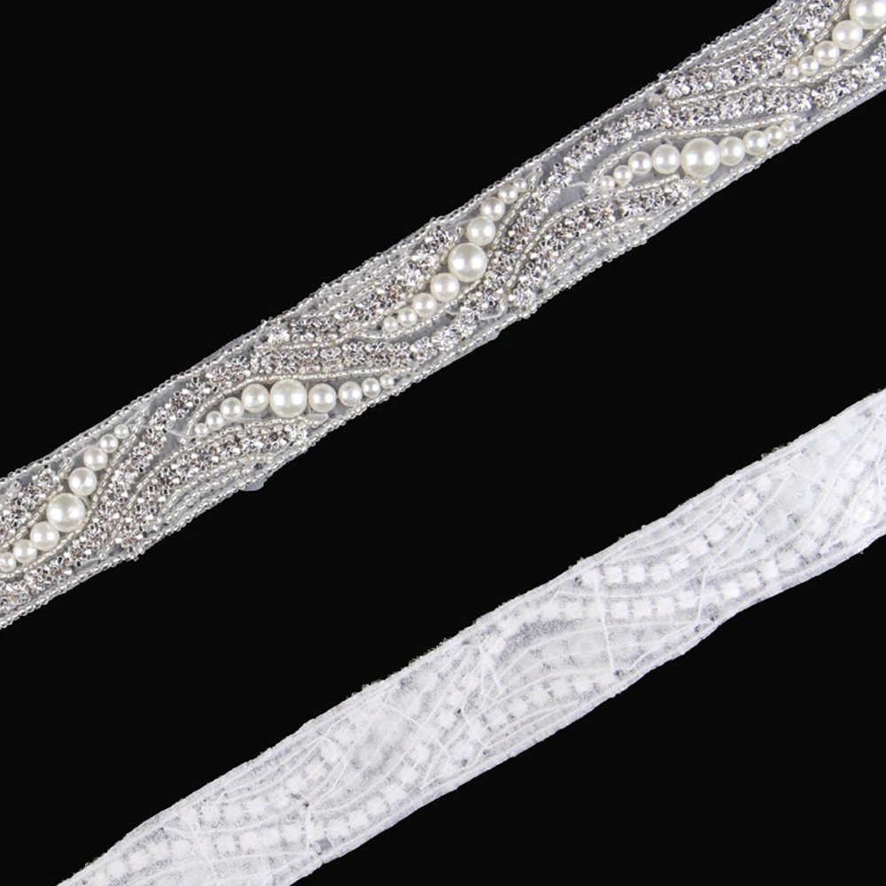 1 ярд Стразы жемчужная отделка Кристалл свадебный бисер|belt belt|bridal beaded beltbeaded wedding
