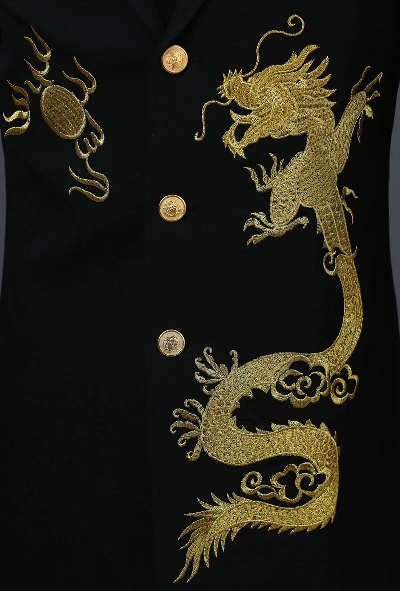 PYJTRL Для мужчин длинные Setion золотой дракон вязаный свитер куртка ночной клуб бар DJ