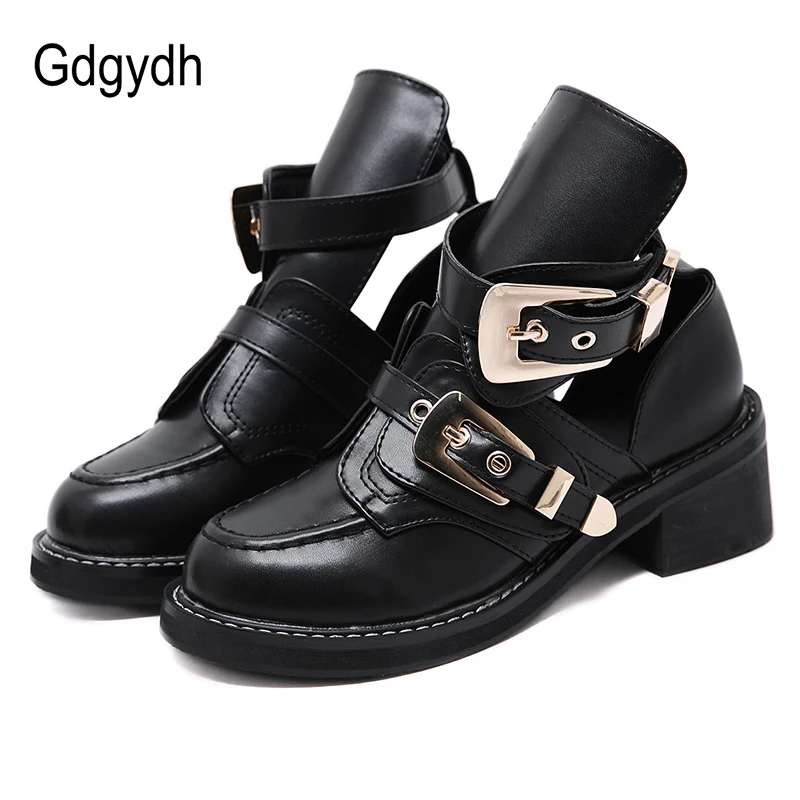 Gdgydh/женские туфли-лодочки с металлической пряжкой; женские тонкие туфли на квадратном каблуке; туфли на платформе с круглым носком; женские лакированные туфли из змеиной кожи в готическом стиле