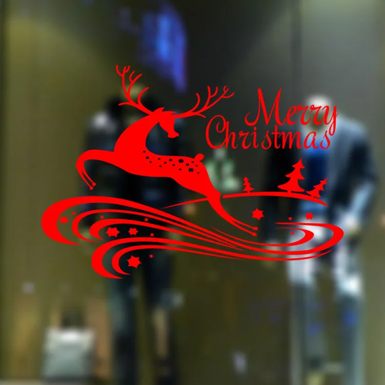 

New Year Christmas deer shop window family holiday decoration wall stickers pvc removable new hot