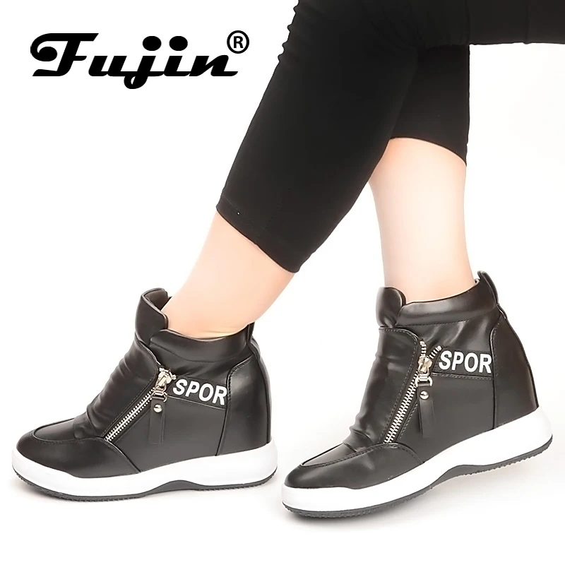 Fujin/Брендовая обувь на танкетке и высоком каблуке zapatos mujer Женская парусиновая
