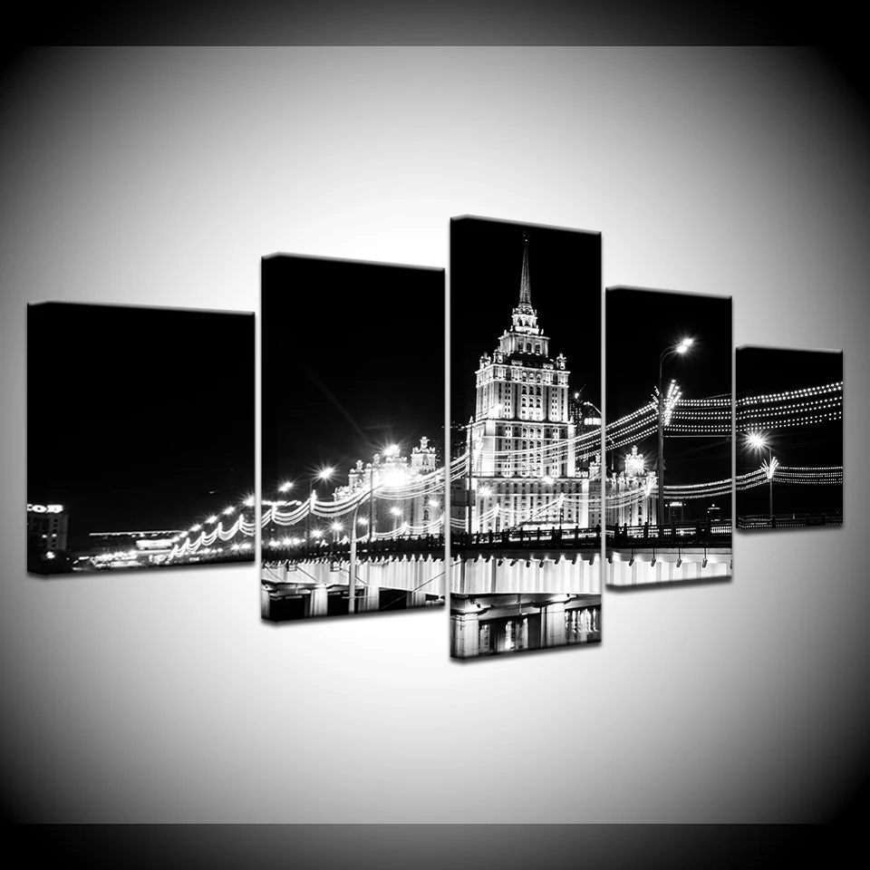 Современный пейзаж Черный и белый цвета мост 5 шт. обои современный модульный