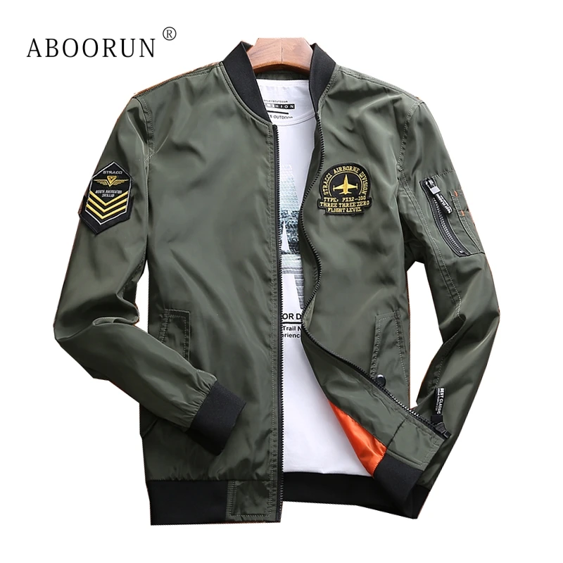 ABOORUN военная куртка Мужская модная куртка-бомбер ВВС весна-осень армейское
