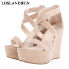 Летние босоножки; Новинка 2020 года; Модные босоножки на танкетке и высоком каблуке; Женские пикантные повседневные модельные туфли в римском стиле; NLK-A0175