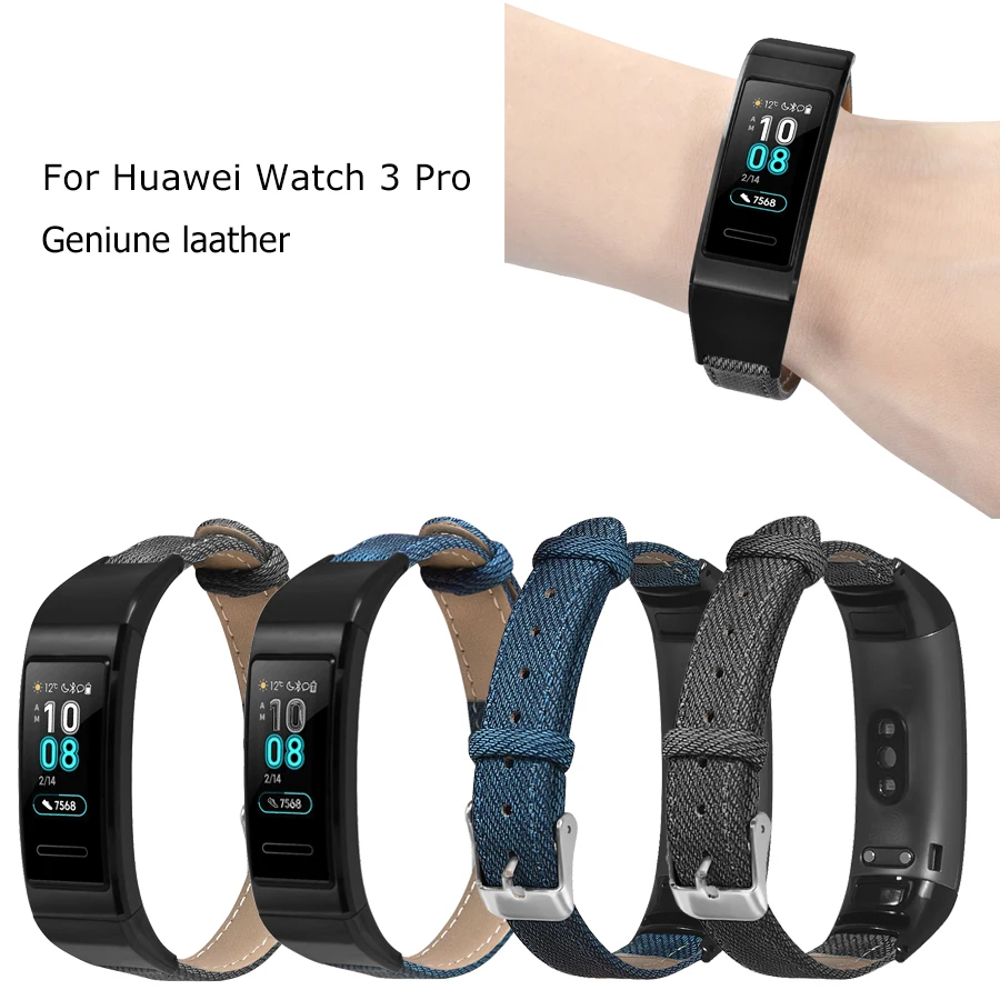 Кожаный ремешок для Huawei Band 3 джинсовый браслет 3/3 Pro Прямая