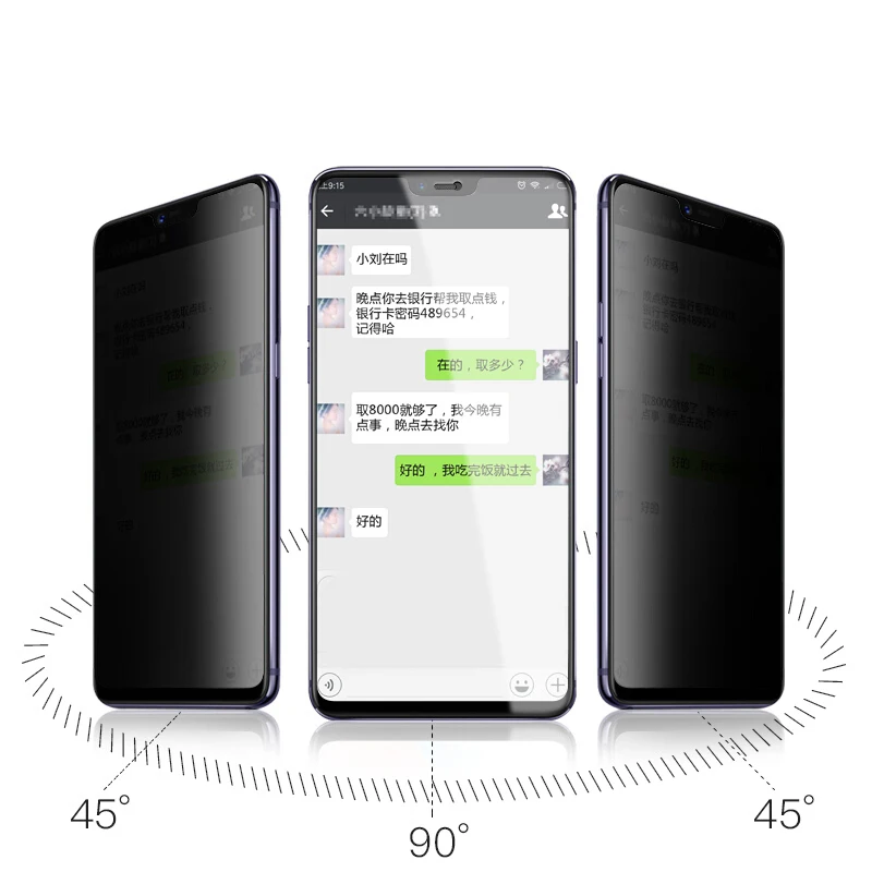 Анти шпионская Защита экрана для OPPO A3 A5 A3S R15 Pro R9 R9S Plus шпион R11 R11S закаленное