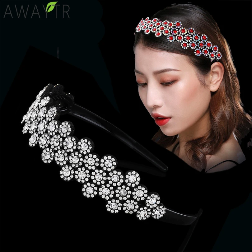 

Flower Colorful Rhinestone Girls Hair Hoop Headband Fashion Fixed Hairbands for Hair Women Bezel Headwear Hair Accessories