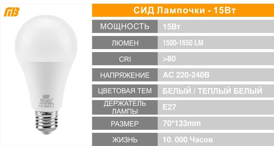 4 шт./лот светодиодный светильник E27 E14 220 В лампочка 5 Вт 7 Вт 9 Вт 12 Вт 15 Вт 18 Вт Холодный теплый белый сильный яркий светильник для спальни гостиной