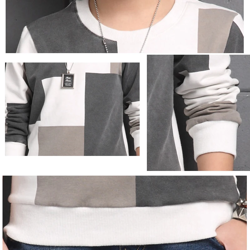 Детская футболка с принтом в клетку хлопковая одежда длинным рукавом детская для