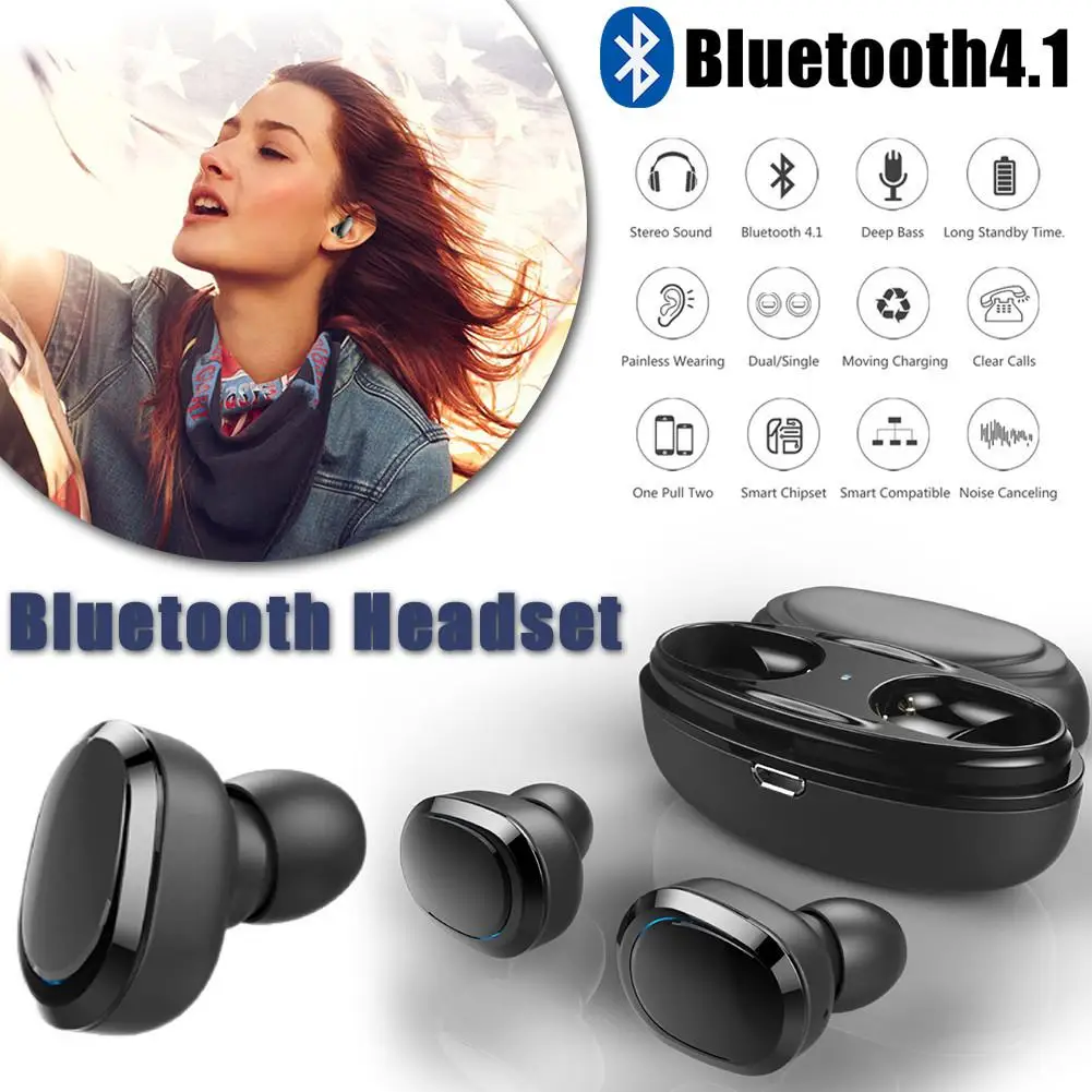 T12 Беспроводной гарнитура Bluetooth True стерео наушники вкладыши двойной с