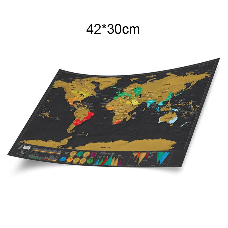 Deluxe Erase Black World Map Scratch off Personalized Travel for Room Home Wall Stickers Party Backdrops | Дом и сад