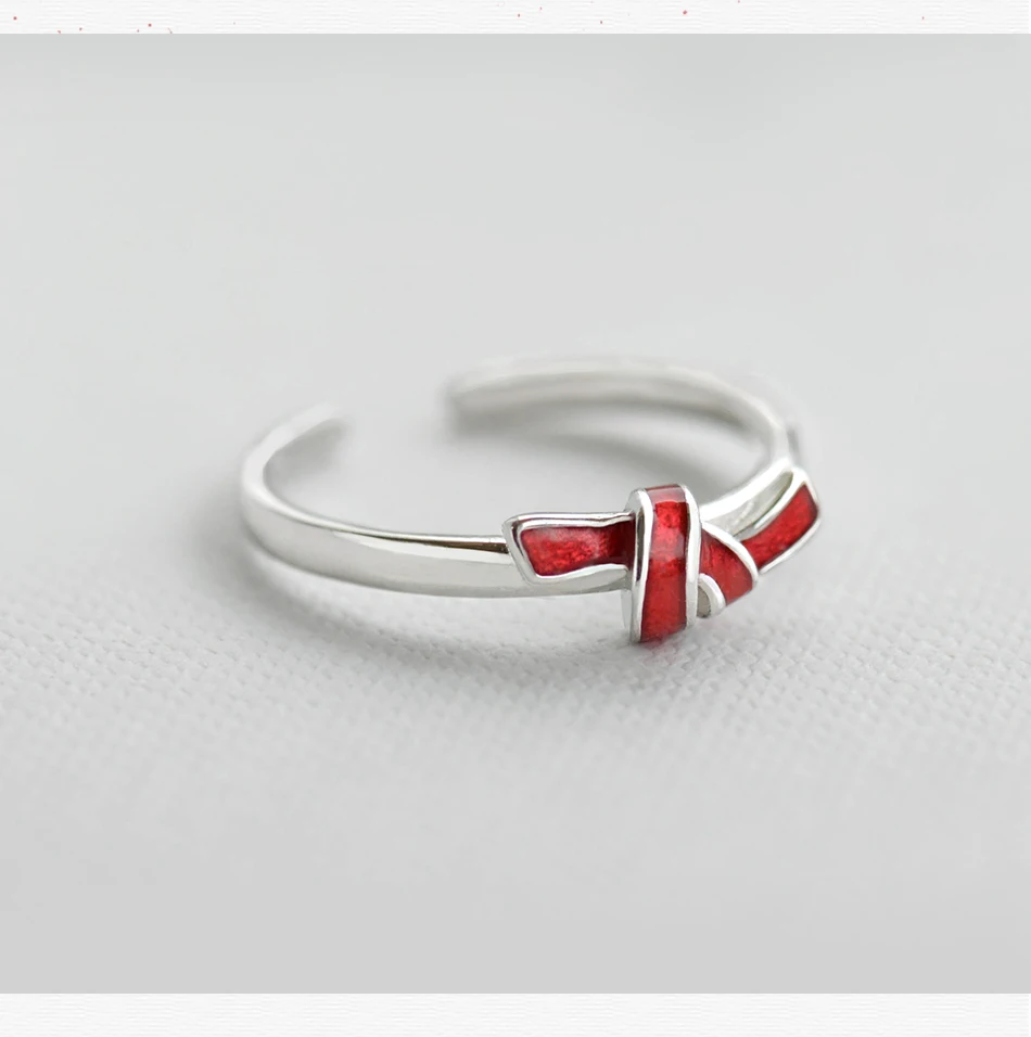 red knot Thaya s925 Серебряное кольцо с красным узлом, кольцо с крестом на День святого Валентина, кольца на палец для женщин, богемное платье, корейское ювелирное изделие, подарок для любимой женщины - Цвет камня: red knot