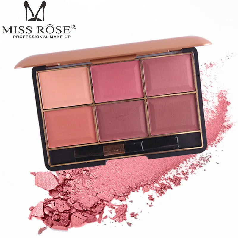 Miss Rose 6 цветов Палитра для румяны пудра Бронзовый персиковый Румяна лица матовая