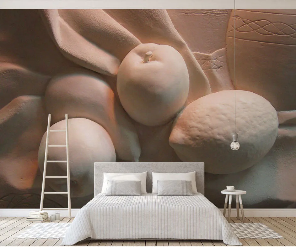 

New 8D Large Mural Block custom 3d fruit vegetables Wallpaper pure color mural 3d mural for Sofa Background and restaurant