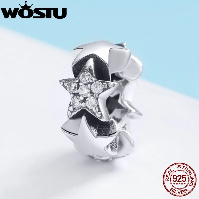 WOSTU абсолютно новый 925 пробы серебряных звездочек разделитель Шарм бисера для