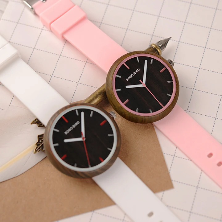 Relogio feminino BOBO BIRD Wood женские часы с силиконовым ремешком кварцевые наручные часы в деревянной подарочной коробке reloj mujer Прямая поставка