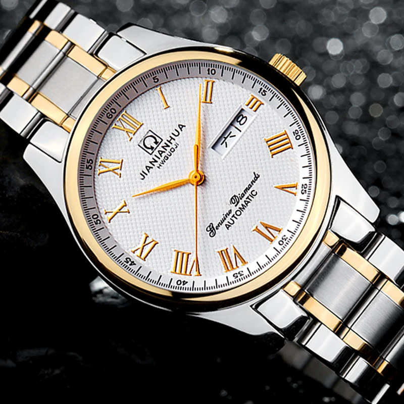 Часы наручные мужские механические с календарем кожаным ремешком|masculino|masculinos