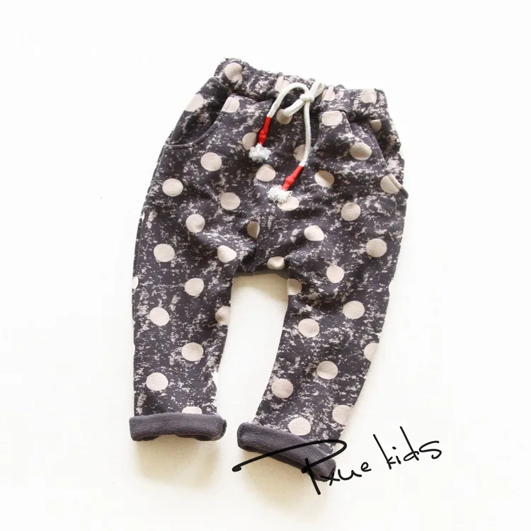 Зимние штаны для мальчика 2-7 лет модный рисунок в горошек детские штаны-шаровары