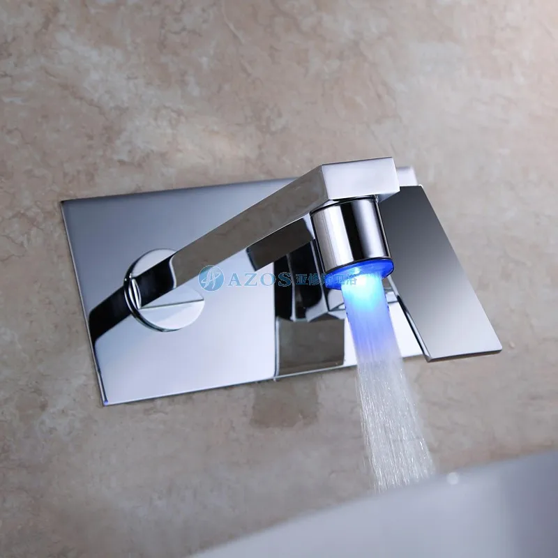 Меняющий цвет светодиодный Водопад широко распространенный кран для раковины в