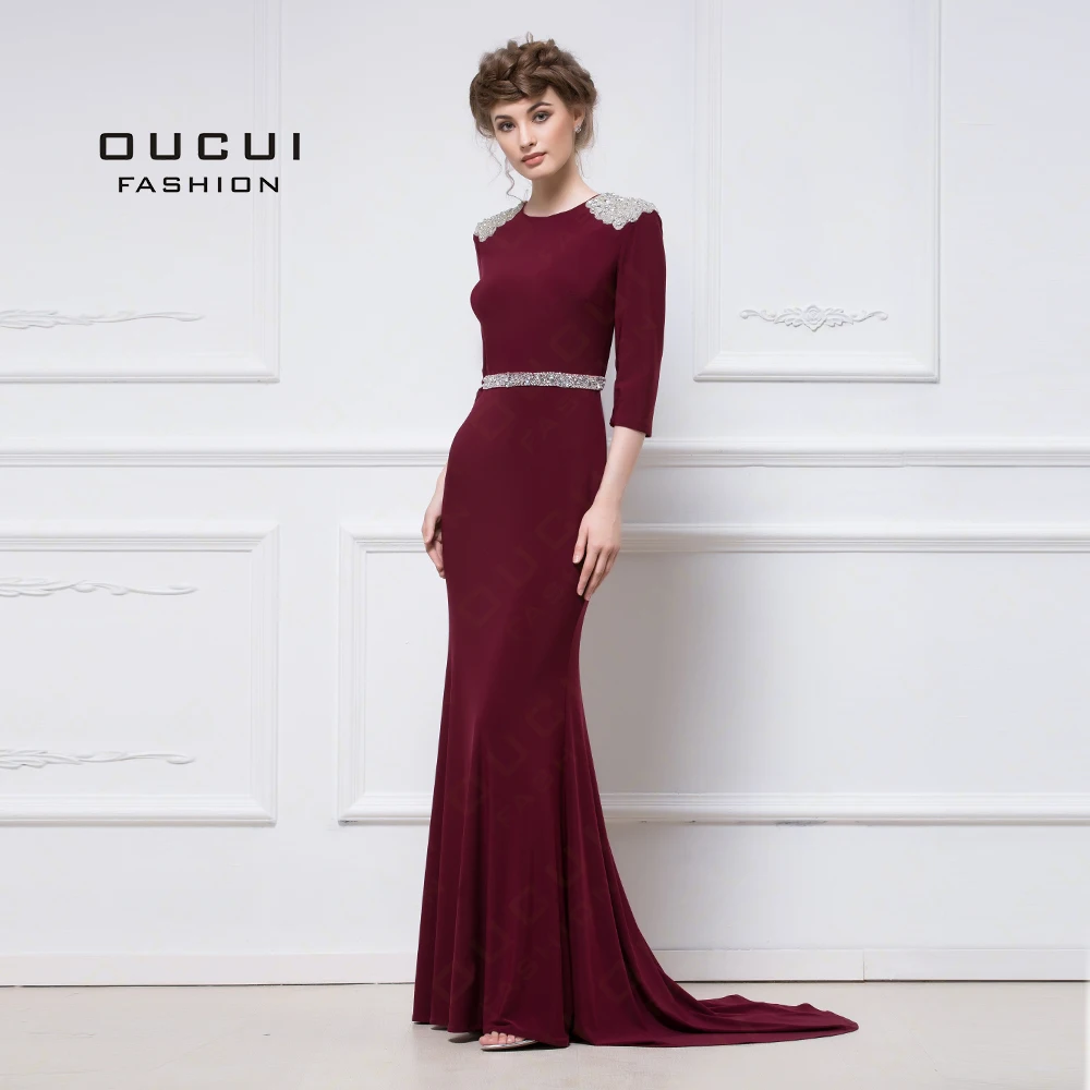 Мусульманское платье русалки для выпускного вечера с рукавом 3/4|prom dress beading|party with