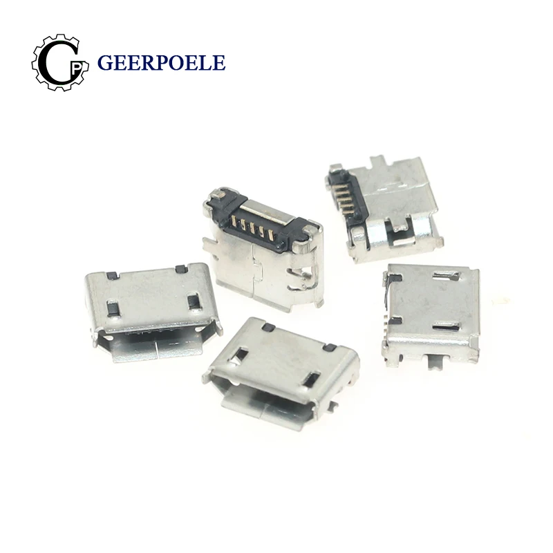 

SMT 5 Pin 30V 1.5A Flat/Warp Edge Female Micro USB Connector Tail Plug Port Jack Socket Electric Terminals
