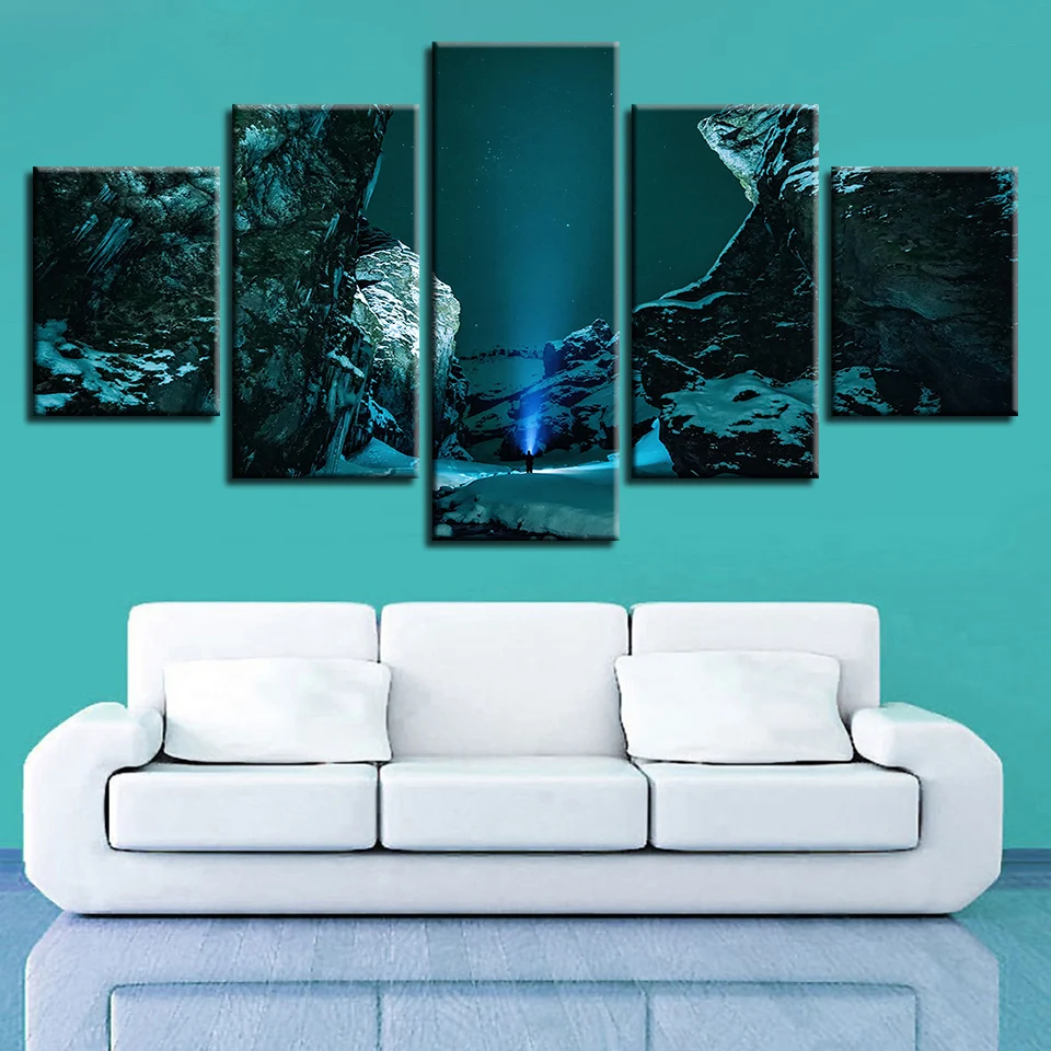 Landscape Sky Cloud Star Mountain River Hot Air balloon 5 Pieces Wall Pictures For Living Room color Painting Art Home Decor 87 | Дом и сад