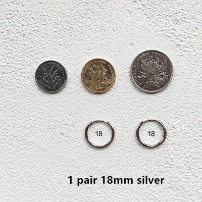 1 pair 18mm silver Модные серьги из стерлингового серебра 925 пробы, простой Размер, кольцо для ушей, модные серьги для мужчин, женщин, мальчиков и девочек, серебряные серьги, ювелирное изделие - Окраска металла: 1 pair 18mm silver