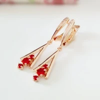 fashion red cubic zircon earrings 585 gold color jewelry new trendy engagement women earrings