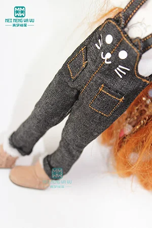 XB--013--C Blthy одежда мода кошка нагрудник розовый деним синий для Blyth Azone 1/6 куклы аксессуары - Цвет: XB--013--C