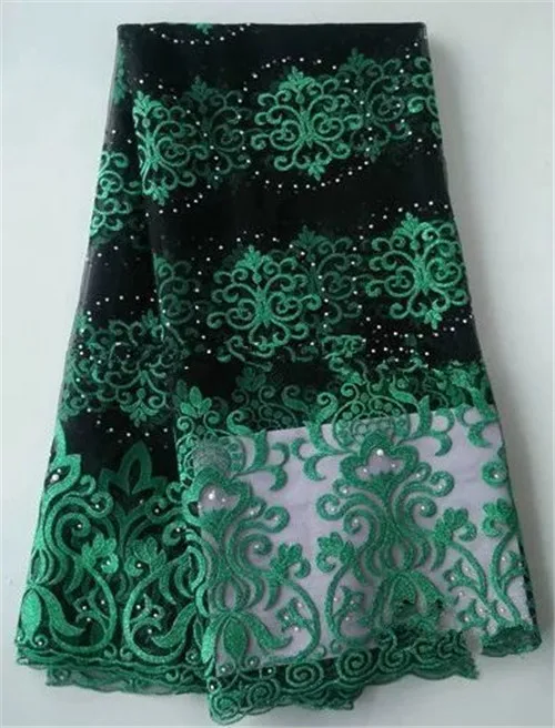 Черный Французский Чистая кружева африканских вышитый тюль с камнями высокого