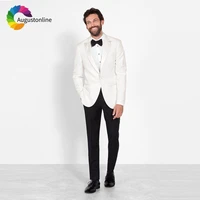 slim fit groom tuxedo custom made ivory men suits for wedding white peaked lapel man blazer jacket pants 2piece costume homme
