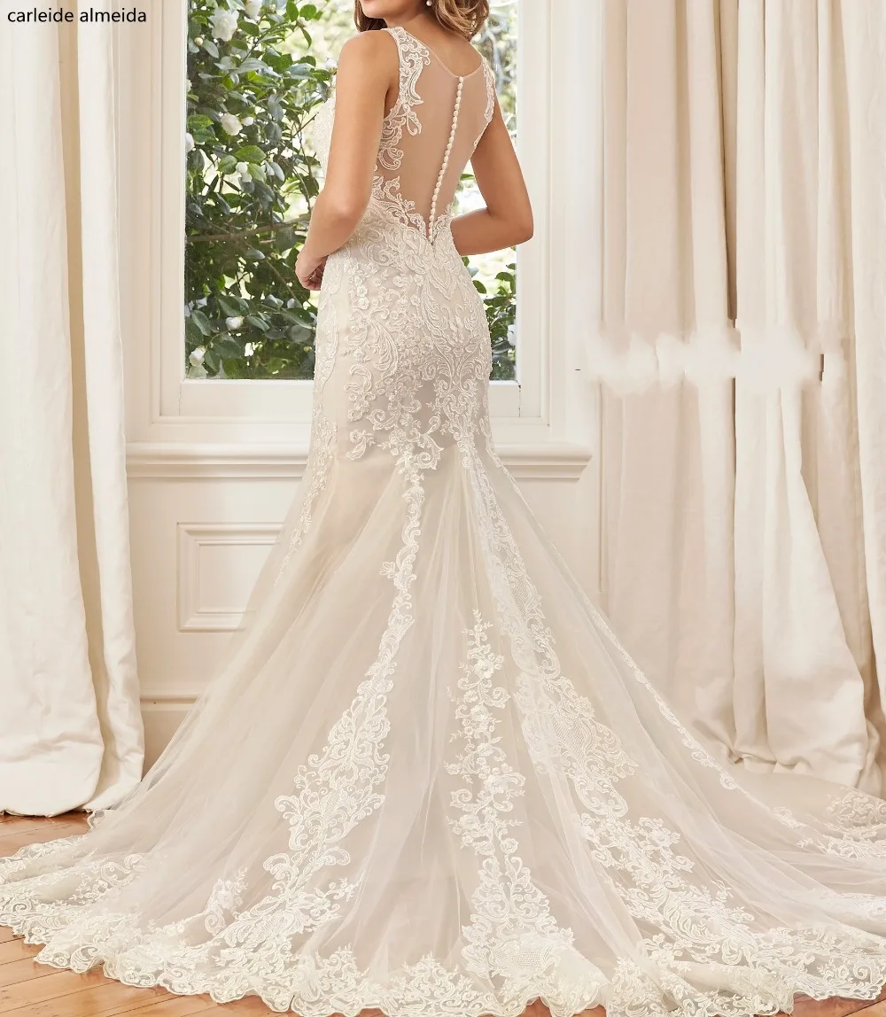 Robe de mariee Милое Свадебное Платье Русалочки сексуальное кружевное подвенечное