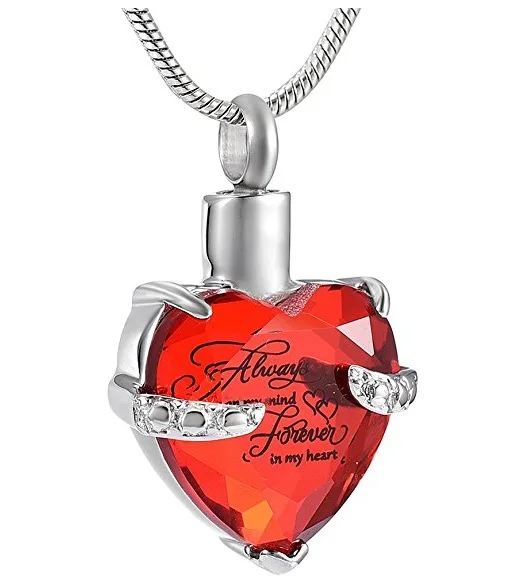 Небесно голубой камень талисман в форме сердца кристалл урна ожерелья для пепла