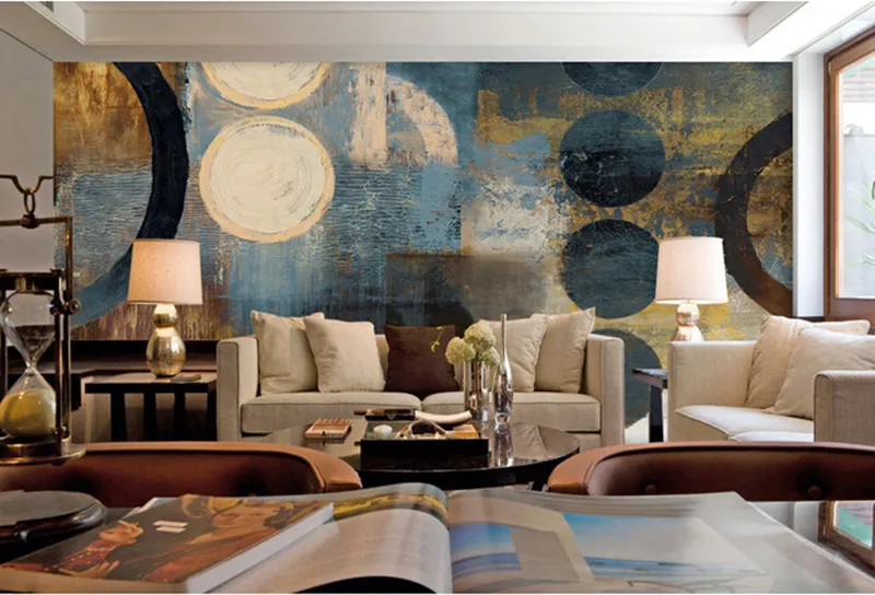 Custom large murals circle art retro wallpaper hotel restaurant living room TV wall bedroom wallpaper. | Обустройство дома