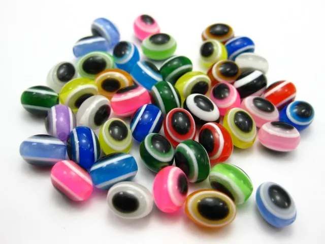 

200 Mixed Colour Acrylic Eye Oval Beads 6X8mm