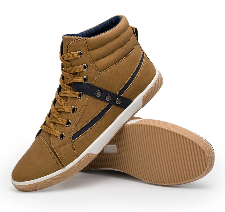 High-top men's shoes retro-style Adult Casual sanded Pu leather high band tide in autumn and winter | Обувь