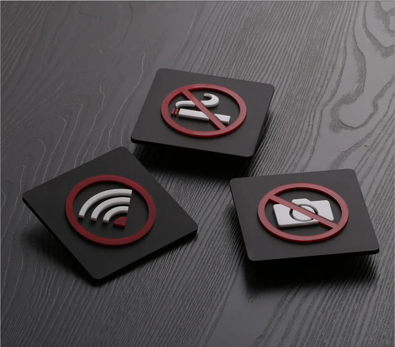 Не курить без фотографий WIFI знак квадратный акриловый наклейки 10x10cm|Таблички и