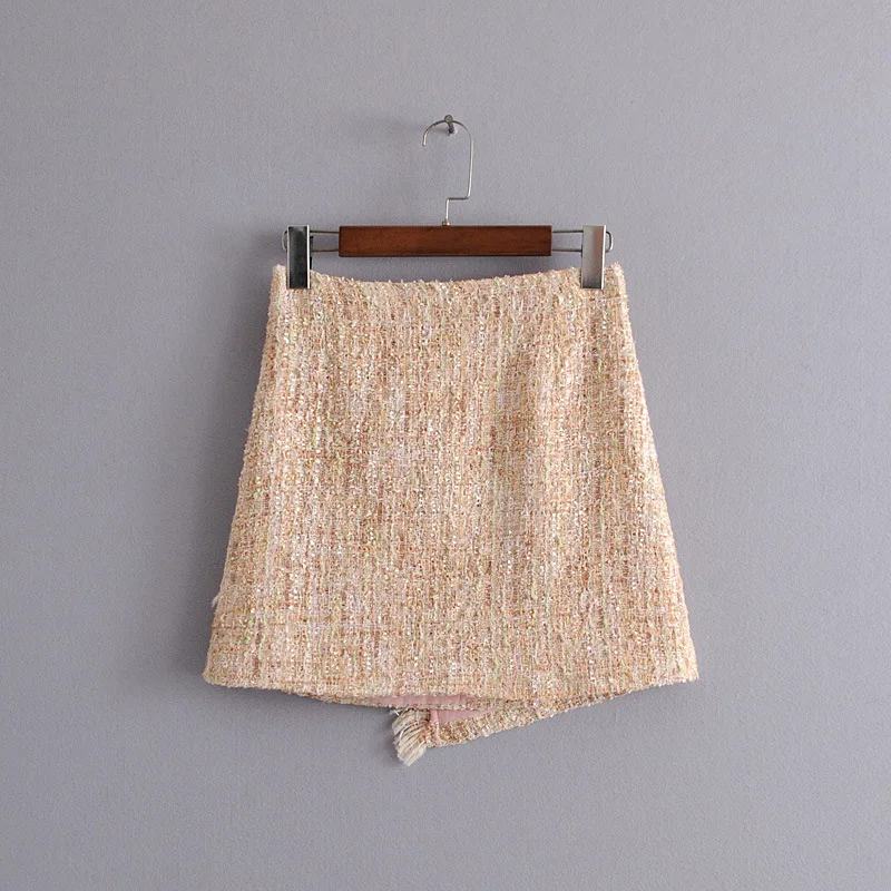 2018 Spring and Summer Women's Twill Soft Mini Skirt High Waist Fringed Female 268 | Женская одежда