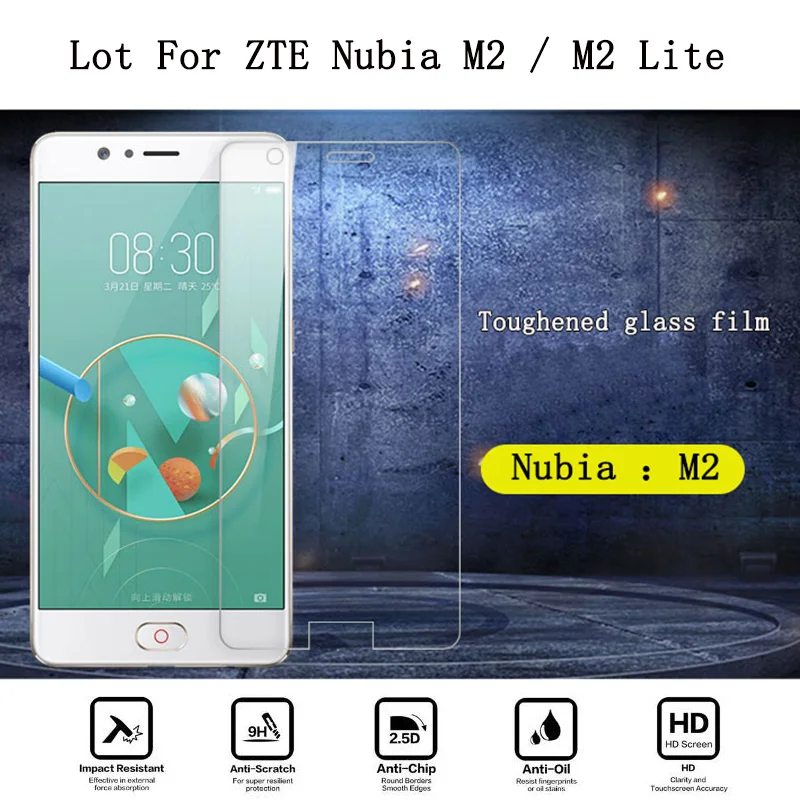 Много для ZTE Нубия m2/m2 Lite закаленное Стекло 9 H 2.5D Премиум Экран протектор Плёнки