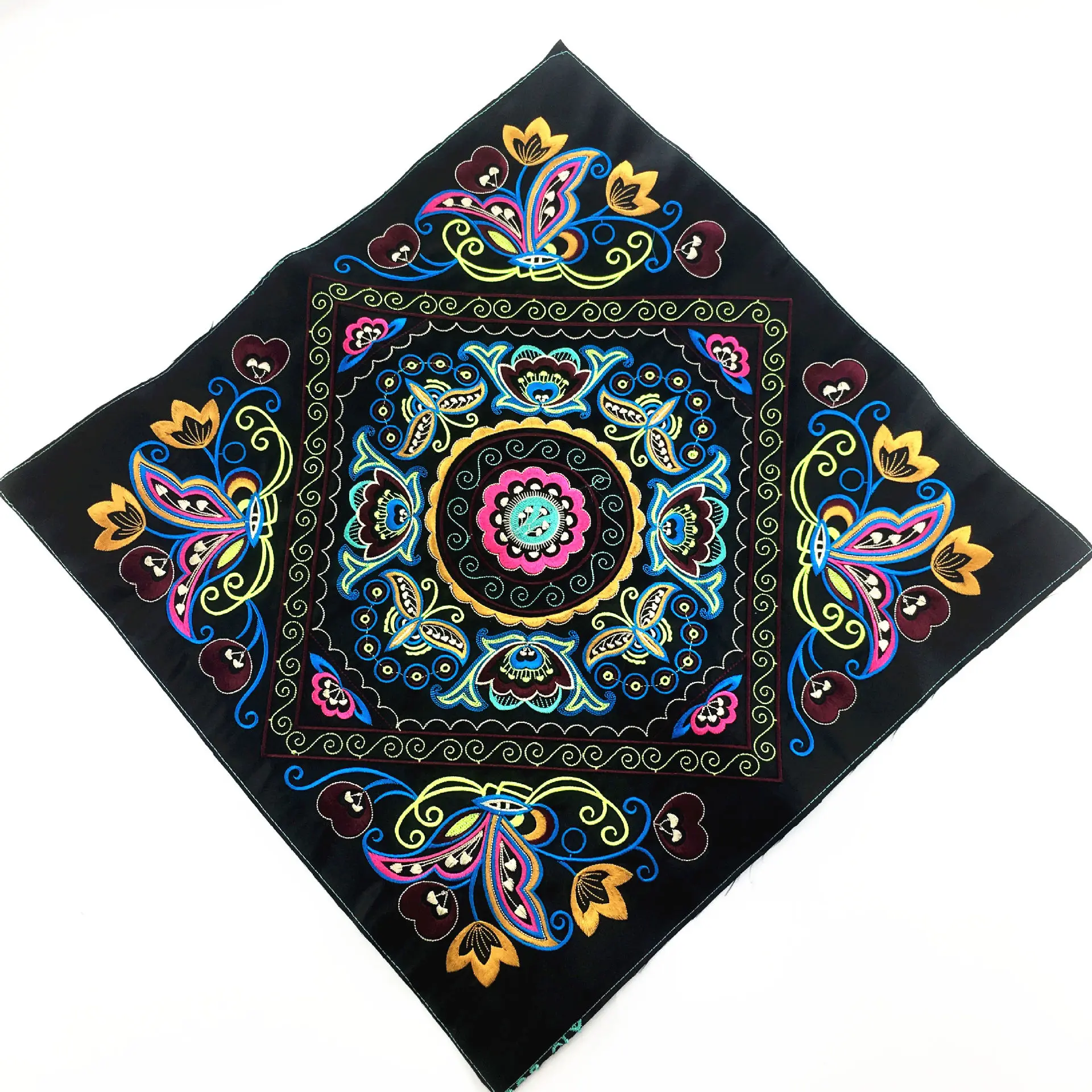 

Big Square Embroidery Patches Ethnic Miao Patch Garment Sewing Accessories Clothing Bag Diy Embroidered Flower BOHO Applique